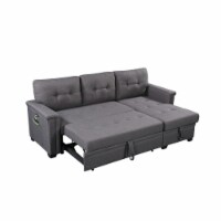Nathan Gray Fabric Reversible Sectional Storage Chaise USB Charging Ports