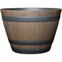 Classic Home and Garden Whiskey Resin Flower Pot Barrel Planter, Walnut Brown, 9