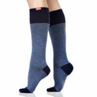 VIM & VIGR Compression Socks: 30-40 mmHg: Heathered (Cotton) - Navy Wide Calf S/M