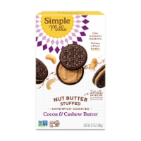 Simple Mills® Cocoa Cashew Creme Nut Butter Stuffed Sandwich Cookies Perspective: Main
