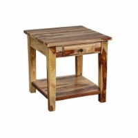 Porter Designs Taos Solid Sheesham Wood End Table with Drawer