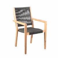 Madsen Outdoor Eucalyptus Wood and Charcoal Rope Dining Chair with Grey Teak Finish  Set of 2