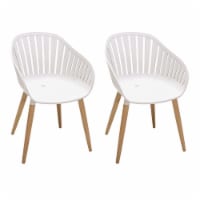 Nassau Outdoor Arm Dining Chairs in Sand Taupe Finish with Wood legs- Set of 2