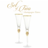 Berkware Crystal Champagne Trumpet with Gold Rim Set of 2