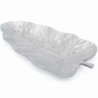 Aisle26 Decorative Silver Leaf Shape Serving Tray - Small Nickel Plated Candy Dish