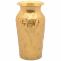 Aisle26 Gold Colored Flower Vase - Elegant 10.5  Tall Wavy Textured Decorative Rose Vase