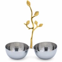 Aisle26 Shiny Stainless Steel Serving Bowl with Gold Decorative Handles
