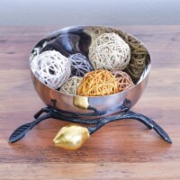 Aisle26 Two Tone Nickel Plated Decorative Serving Bowl with Gold Leaf Design
