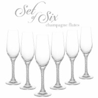 Aisle26 Champagne Toasting Flutes with Rhinestone Embellished Stem (Silver) Set of 2
