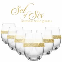 Aisle26 Elegant Silver Studded Long Stem Red Wine Glasses - Set of 6