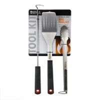 BBQ Butler Grilling Tool Kit Stainless Steel 3-Piece With Comfort Grip Handles