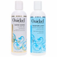 Ouidad Water Works Clarifying Shampoo 8.5 oz & Moisture Lock Leave-In Conditioner 8.5 oz Comb