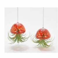 Ultimate Innovations 1092 Glass Jellyfish with Faux Plant, Coral - Set of 2