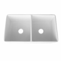 Cahaba CAFC33DB 33 x 18 x 10 in. 50-50 Bowl Farmhouse Fireclay Kitchen Sink, Gloss White