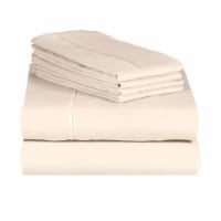 LuxClub Cream Twin 6 PC Rayon From Bamboo Solid Performance Sheet Set