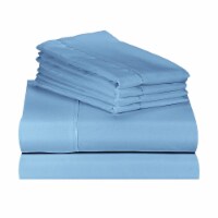 LuxClub Light Blue Twin Extra Long 6 PC Rayon From Bamboo Solid Performance Sheet Set