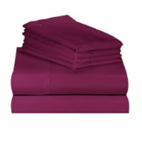LuxClub Eggplant Twin 6 PC Rayon From Bamboo Solid Performance Sheet Set