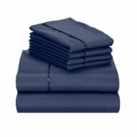 LuxClub Navy Twin Extra Long 6 PC Rayon From Bamboo Solid Performance Sheet Set