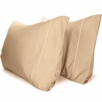 LuxClub Light Khaki King 2PC Rayon From Bamboo Solid Performance Pillowcase Set