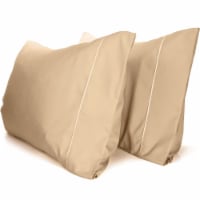 LuxClub Light Khaki Queen 2PC Rayon From Bamboo Solid Performance Pillowcase Set