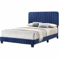 Glory Furniture Lodi Velvet Upholstered King Bed in Navy Blue