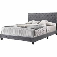 Glory Furniture Suffolk Velvet Upholstered King Bed in Gray