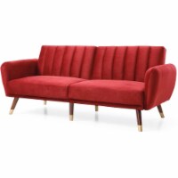 Glory Furniture Siena Velvet Convertible Sofa in Burgundy