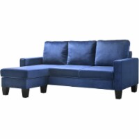 Glory Furniture Jessica Velvet Sofa Chaise in Navy Blue