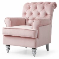 Glory Furniture Anna Velvet Accent Arm Chair in Pink