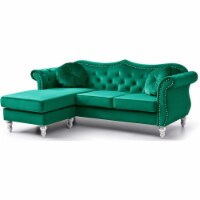 Glory Furniture Hollywood Velvet Sofa Chaise in Green
