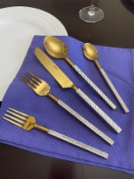 Vibhsa Golden Flatware 5 Piece Place Setting (Multi Design Handle)