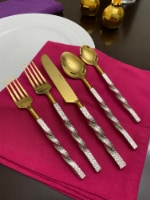 Vibhsa Designer Gold Flatware 5 Piece Place Setting Twisted