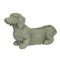 Rustic Distressed Grey Stone Finish Dachshund Dog Indoor Outdoor Planter Plant Pot - Grey