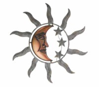 Celestial Sun Moon and Stars Indoor Outdoor 28 inch Metal Wall Hanging Sculpture
