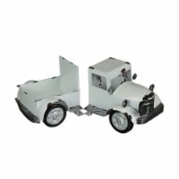 Weathered White Finish Vintage Pickup Truck Metal Bookends Front and Back - White