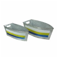Set of 2 Galvanized Metal Boat Planter Flower Tub Indoor Outdoor Plant Pot Nautical Décor