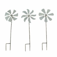 Set of 3 Metal Kinetic Wind Spinner Pinwheel Garden Stakes 21 Inches High - 20 Inch