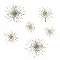 Aged Brass Finish Mid-Century Modern Atomic Star Burst Wall Sculptures Set of 6