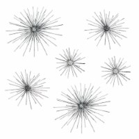 Aged Silver Finish Mid-Century Modern Atomic Star Burst Wall Sculptures Set of 6