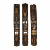 40 Inch Hand Carved Tiki Mask Wall Decor Tropical Beach Home Hanging Art Set of 3