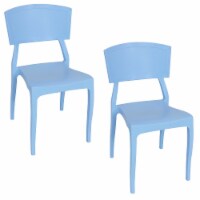 Sunnydaze Elmott Plastic Patio Dining Chair - Light Blue - Set of 2