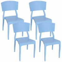 Sunnydaze Elmott Plastic Patio Dining Chair - Light Blue - Set of 4