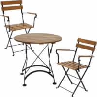 Sunnydaze Basic European Chestnut 3-Piece Patio Bistro Table and Chairs Set