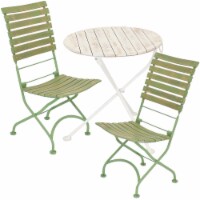 Sunnydaze Cafe Couleur Chestnut Wood 3-Piece Folding Bistro Set - Green