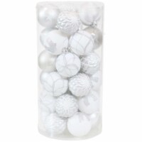 25 Pack Christmas Ornament Hanging Shatterproof Decor Holiday White Silver
