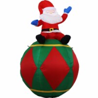 Sunnydaze Santa Sitting on a Ball Christmas Inflatable Yard Decor - 6 ft