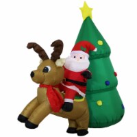 Sunnydaze Santa, Reindeer, and Tree Christmas Inflatable Decoration - 5 ft