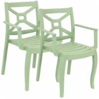 Set of 2 Patio Chair Green Stackable Outdoor Seat Armchair Backyard Porch Deck