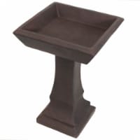 Sunnydaze Simply Square Modern Reinforced Concrete Bird Bath - 23-Inch - Brown