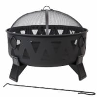 Sunnydaze 34 in Nordic-Inspired Steel Fire Pit with Spark Screen and Poker